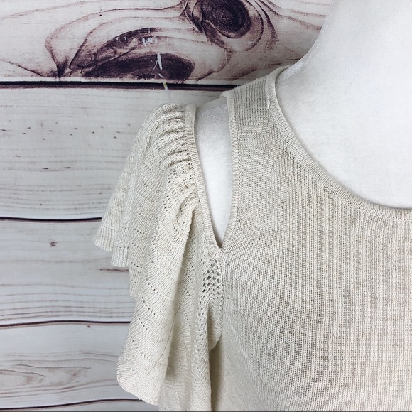 JOHN + JENN Anthro Knitted Flutter Sleeve Top - Picture 3 of 9